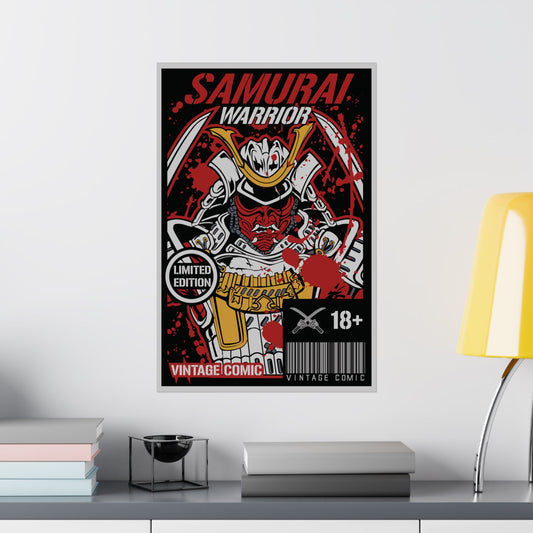 Blood Samurai: Vintage Cyber Warrior Poster