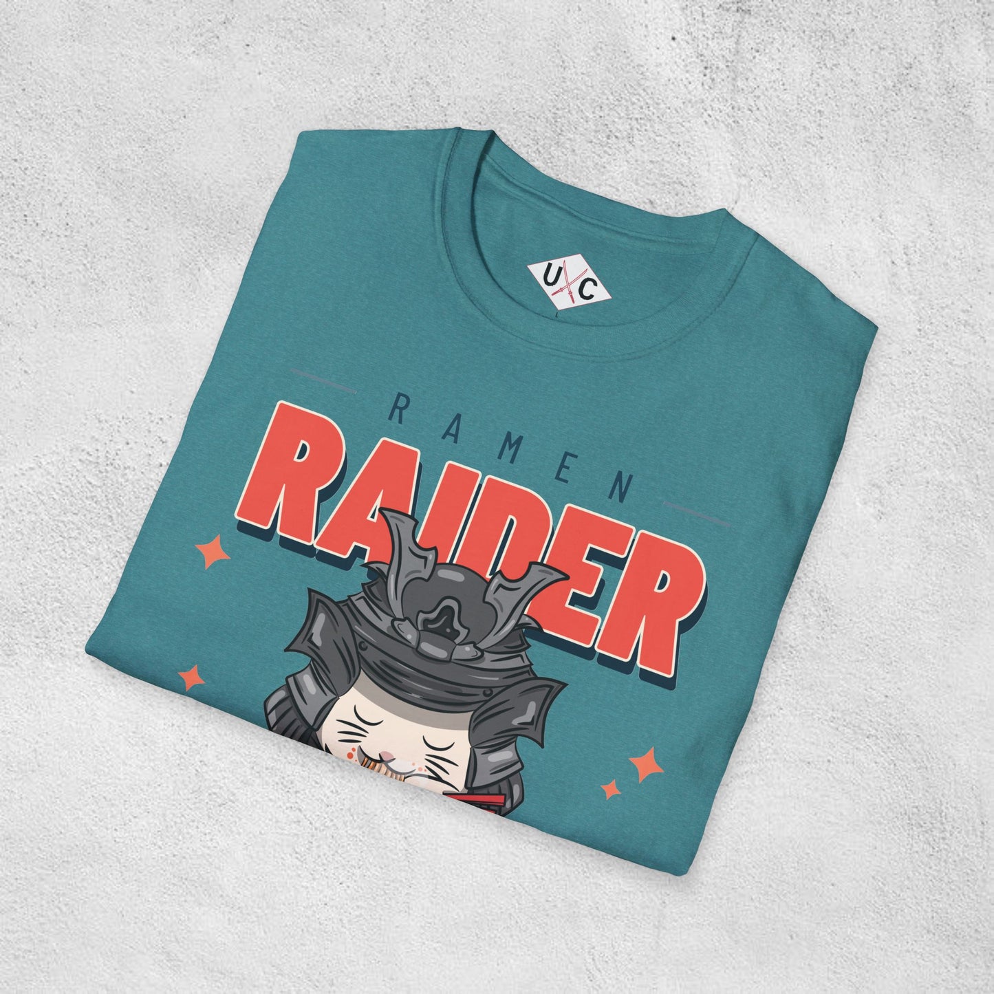Ramen Raider: Samurai Cat Slurpin’ Graphic T-Shirt