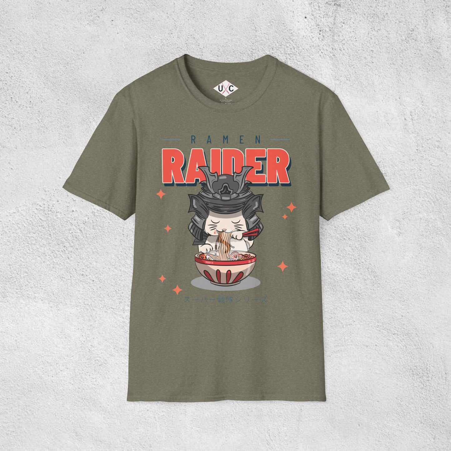 Ramen Raider: Samurai Cat Slurpin’ Graphic T-Shirt