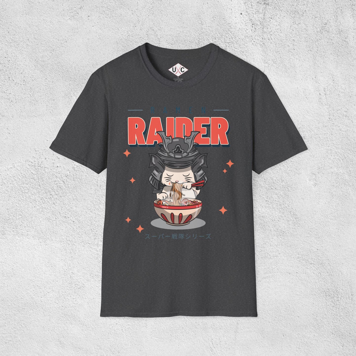 Ramen Raider: Samurai Cat Slurpin’ Graphic T-Shirt
