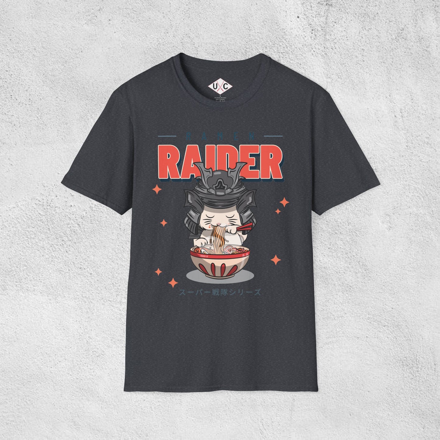 Ramen Raider: Samurai Cat Slurpin’ Graphic T-Shirt