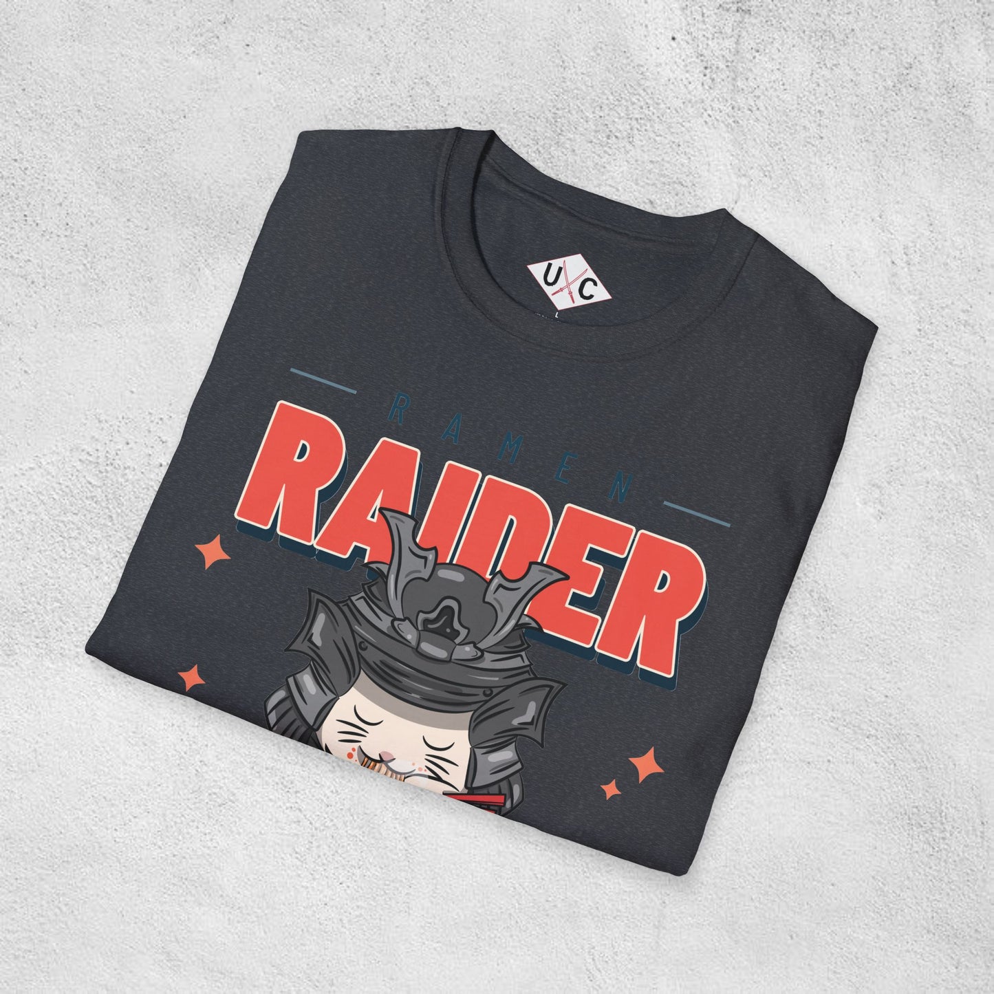 Ramen Raider: Samurai Cat Slurpin’ Graphic T-Shirt