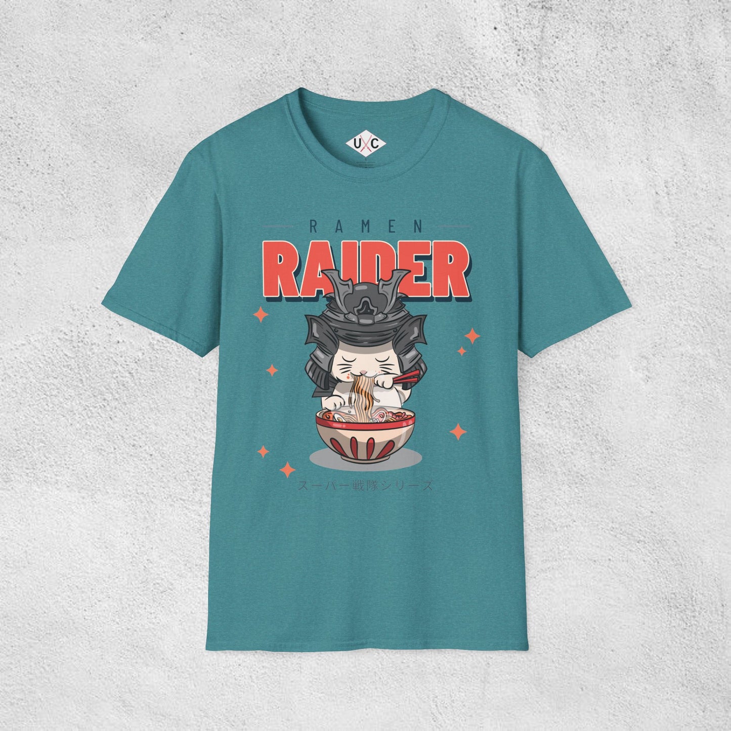 Ramen Raider: Samurai Cat Slurpin’ Graphic T-Shirt