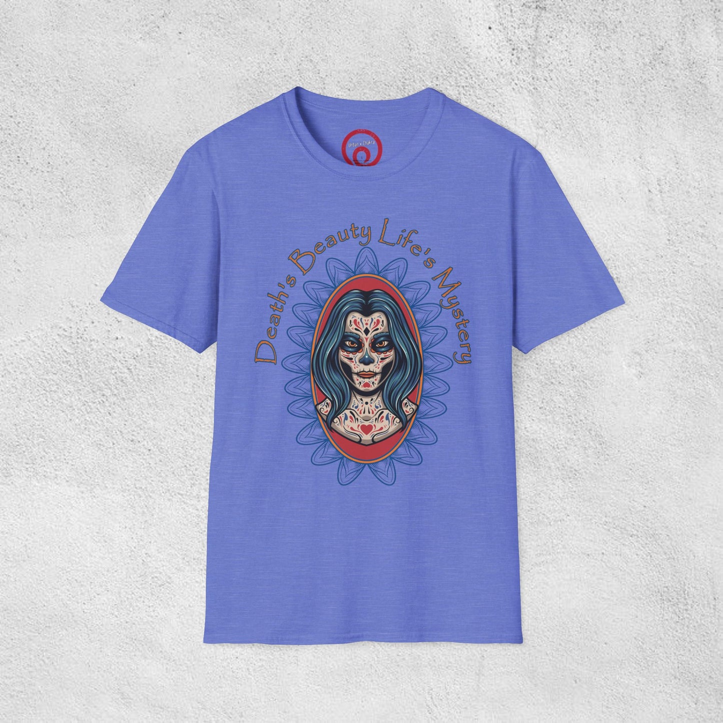 Unisex Softstyle T-Shirt - 'Death, Beauty, Life's Mystery' Design - Vibrant Graphic Tee for Celebrations