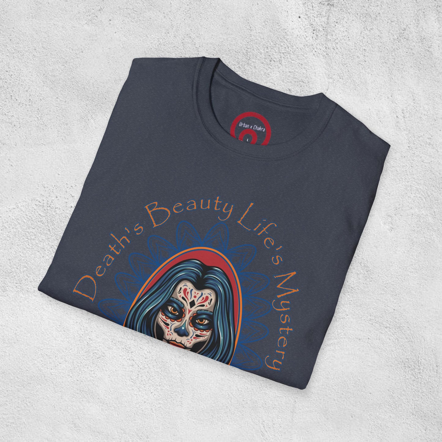 Unisex Softstyle T-Shirt - 'Death, Beauty, Life's Mystery' Design - Vibrant Graphic Tee for Celebrations